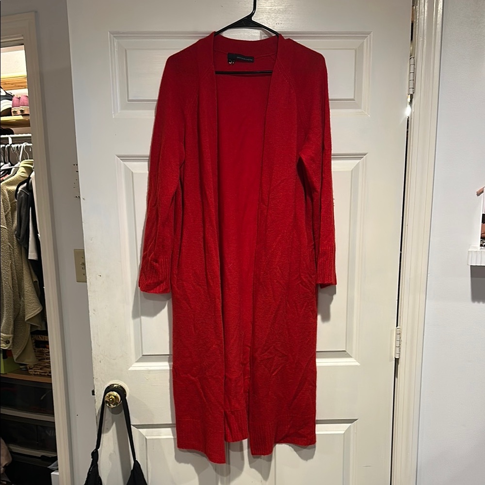Red Long Open Cardigan